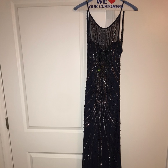 Navy Blue Sequin Maxi Dress - Picture 2 of 5
